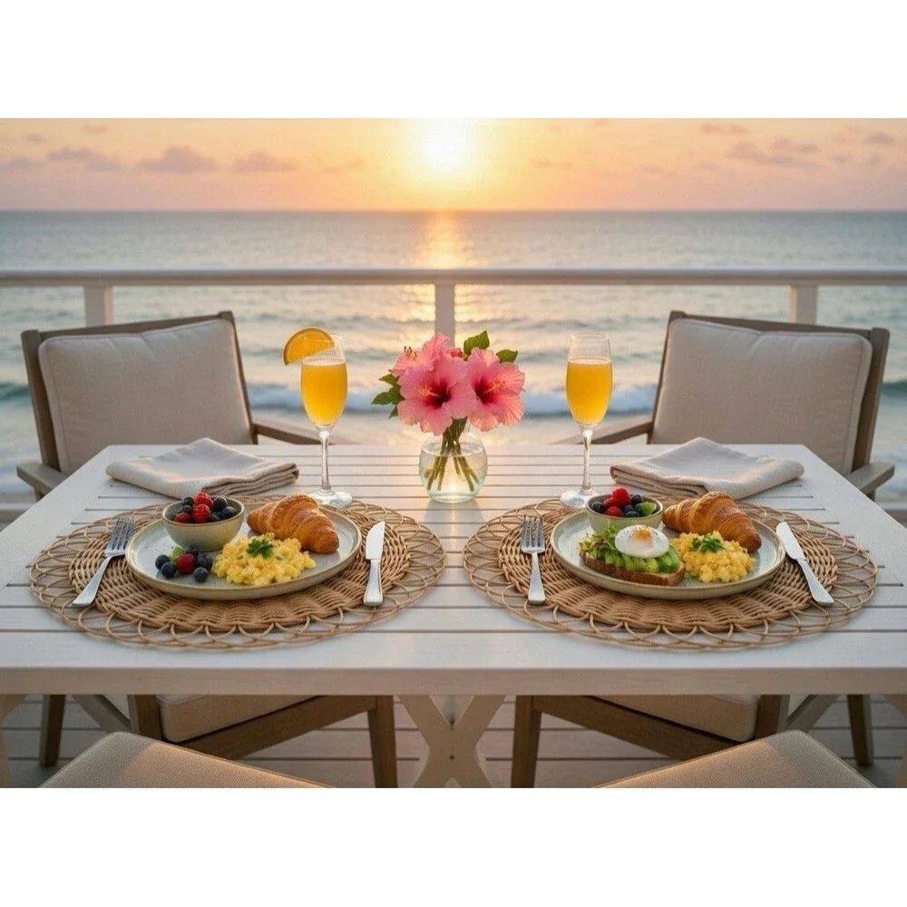 (2) IKEA VARGFISK Rattan Placemat Woven Natural Handmade Boho Oval Place Mat NEW